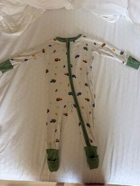 M. & Wally infant sleeper pajamas bamboo 6-12 months garbage & recycling trucks